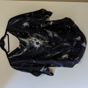 Silk short-sleeve blouse in black